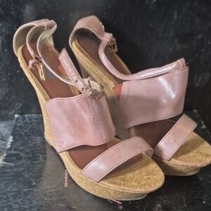 Charlotte Russe Mauve Pink Cork Wedge Sandals